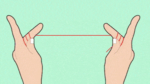 牙線使用方法圖解一用拇指和食指將牙線繃緊