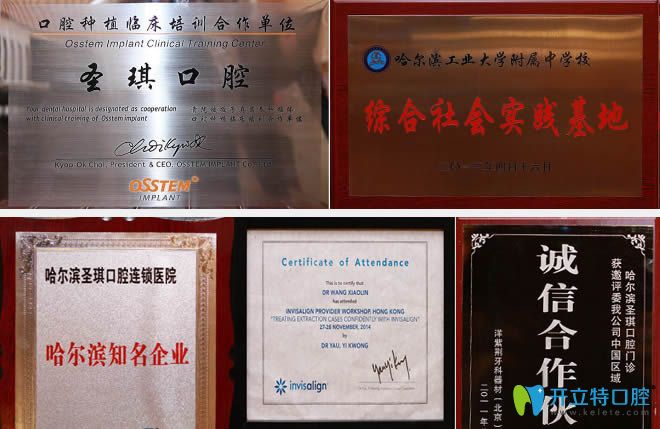 哈爾濱圣琪牙科榮獲榮譽證書