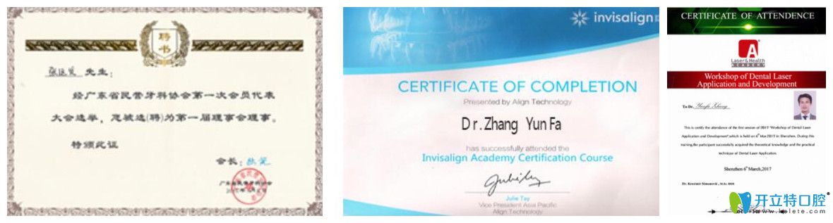 正夫口腔張運(yùn)發(fā)榮獲榮譽(yù)證書