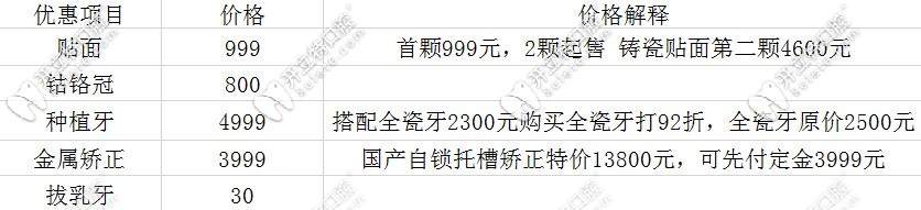 南寧柏樂(lè)口腔牙齒優(yōu)惠價(jià)格表