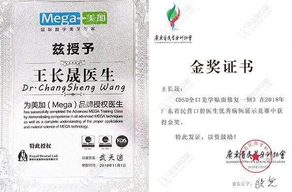 深圳羅湖麥芽口腔牙醫(yī)王長(zhǎng)晟所獲榮譽(yù)